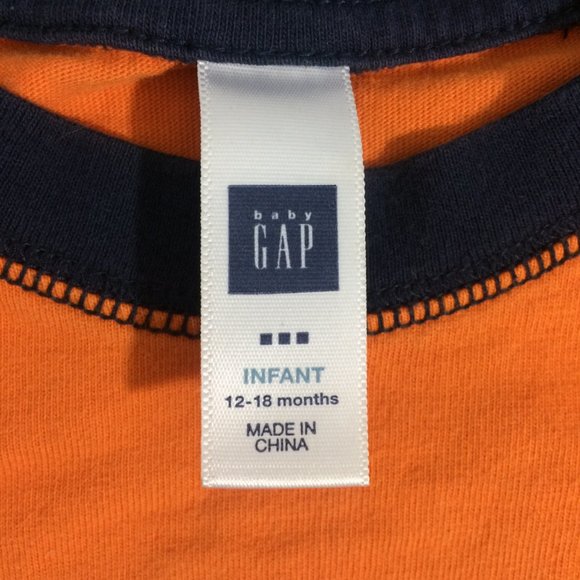 Gap Baby 12-18M Orange & Blue Embroidered Bodysuit - Picture 4 of 6